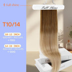 Full Shine Brown Blonde Clip in Hair Extensions 16 Inch Ombre Golden Brown Clip in Hair Extensions Real Human Hair 7 Pcs 120 G
