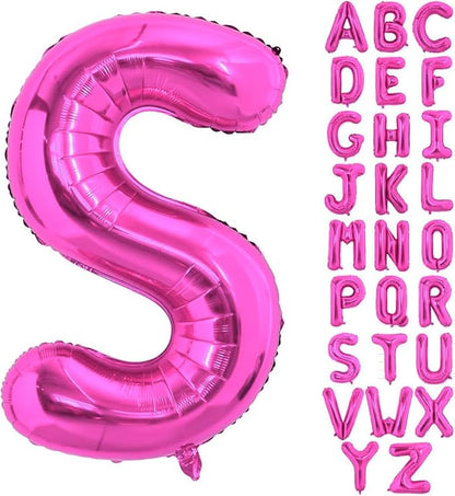 Hot Pink Letter S Balloons, S Letter Balloon 40 Inch Foil S Balloon | Hot Pink by BBPOOL