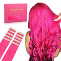WENNALIFE Tape in Hair Extensions Human Hair Hot Pink Tape in Extensions, 10pcs 30g 26 inch Remy Invisible Tape Ins Straight Colored Soft Real Human Hair Tape in Extensions Refill Set Extensions