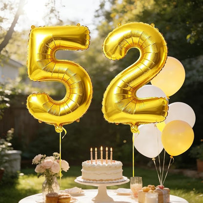 40 Inch Number 52 Balloons for 52nd Birthday Party Decorations, 0-100 Gold - Image 3