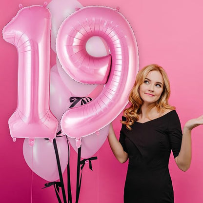 Pink Number 19 Balloon, 40 Inch Big Large Foil Helium Number Balloons, Giant - Image 6