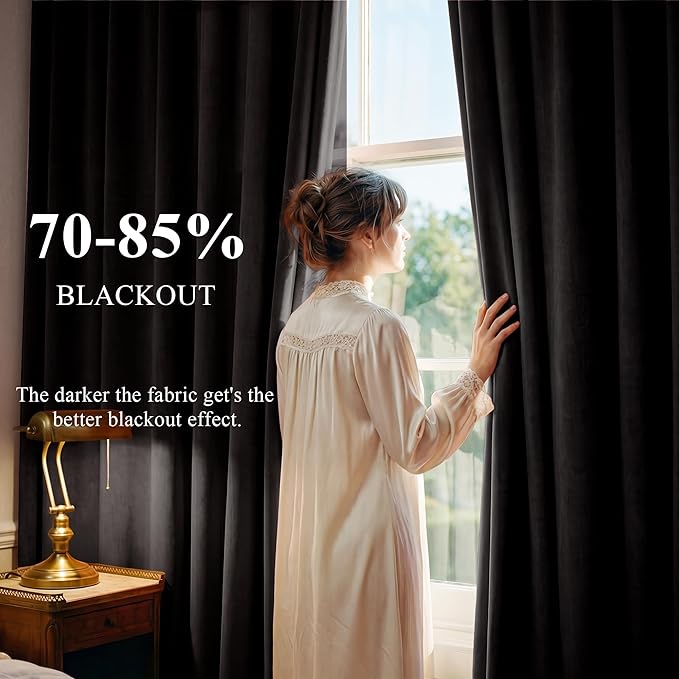 Extra Long Black Velvet Curtains - Image 3