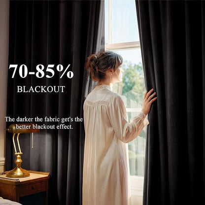 Blackout Black Velvet Curtains for Home Theater, W52 x L84, 2 Panels | 300GSM - Image 3