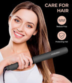 PRITECH Flat Iron Hair Straightener, Titanium Flat Iron with Adjustable Temp(290°F-450°F), 1 inch Plate for All Hairstyles Anti-Scald Dual Voltage Straightening and Curler 2 in 1 (Black)