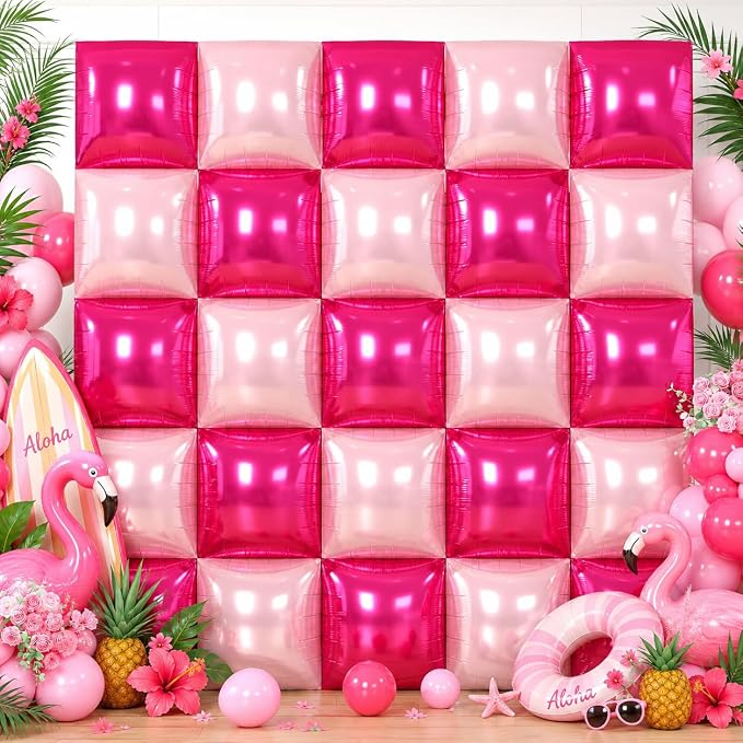 HILAVO Hot Pink Square Foil Balloon Wall by HILAVO