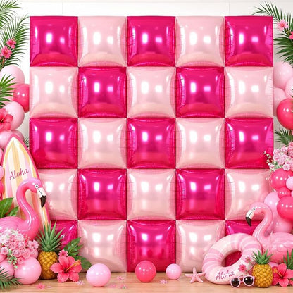 HILAVO Hot Pink Square Foil Balloon Wall by HILAVO