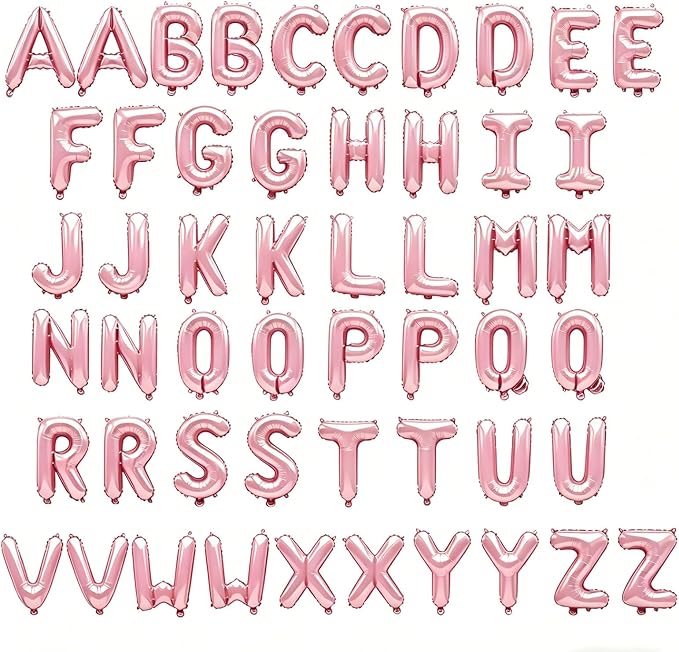52 Pcs Pastel Pink Letter Balloons, Custom 2 Set A-Z Set - Image 2