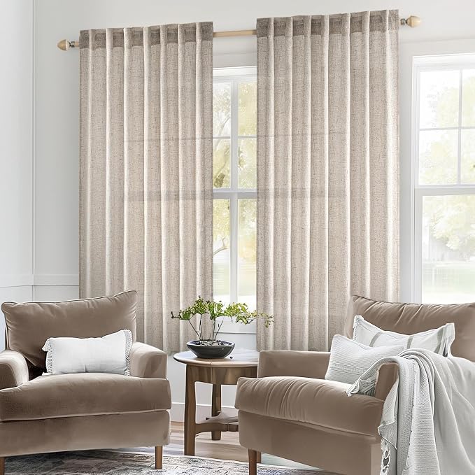 MIULEE Natural Linen Curtains 52x63 Inch Length - Image 2