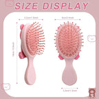 Mini Toddler Hair Brush Detangler Brush Kids Detangling Hairbrush Soft Massage Comb Small Travel Hair Brush for Thick Curly Thin Long Short（Pink）