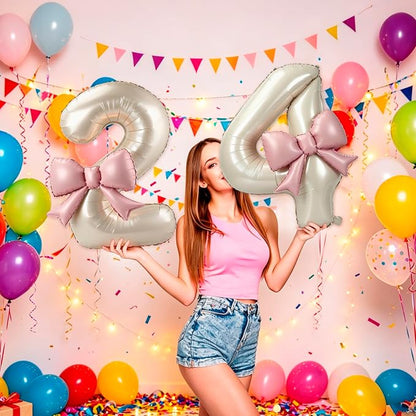 40 Inch Cream Number 4 Balloon - Image 4