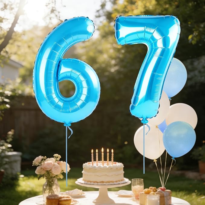 40 Inch Number 67 Balloons for 67th Birthday Party Decorations, 0-100 Jewelry - Image 3