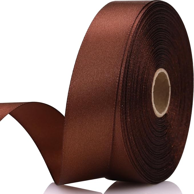 7/8 Inch 30 Yards Brown Satin Craft Ribbon-Single Face Polyester Ribbon by Unknown