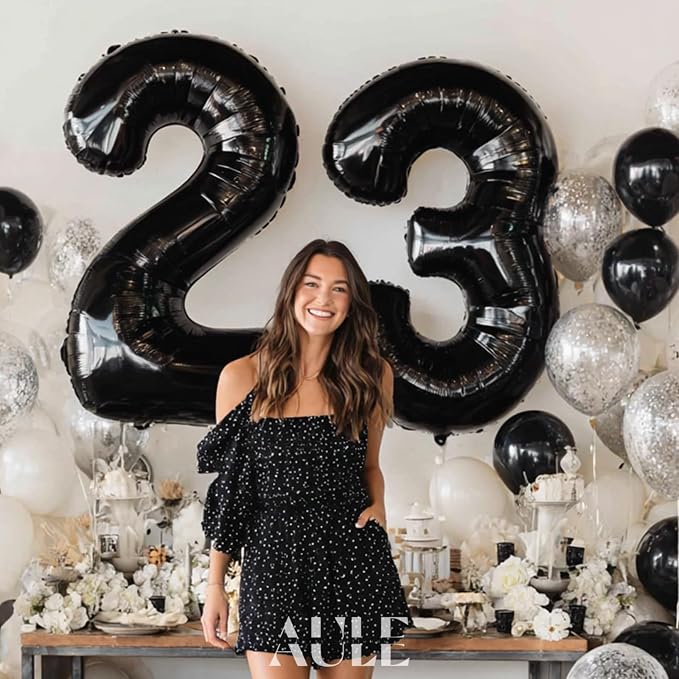 AULE 40 Inch Black Number Balloon 23 Foil 0-9 Birthday Big Numbers | Birthday - Image 2