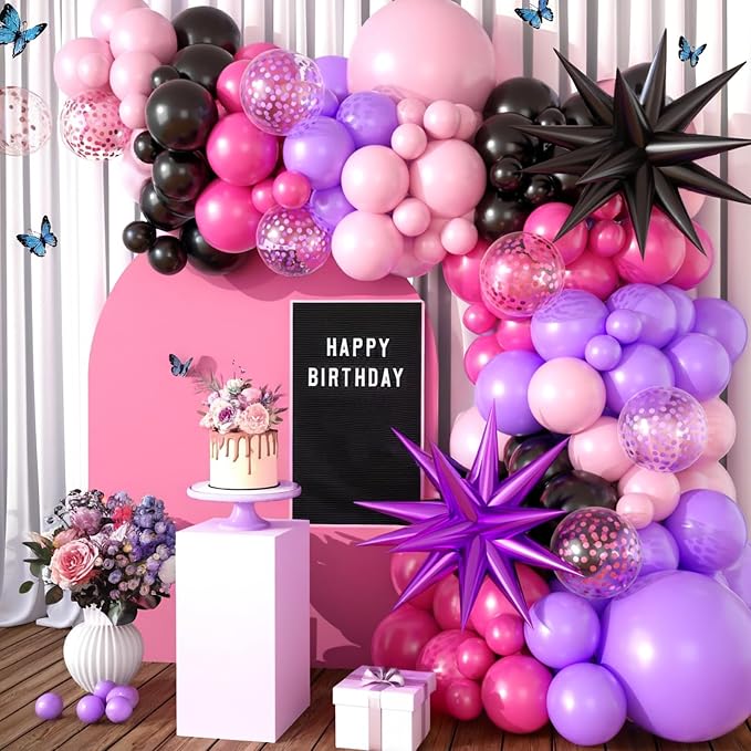 Hot Pink and Purple Balloon Arch Kit - Image 4