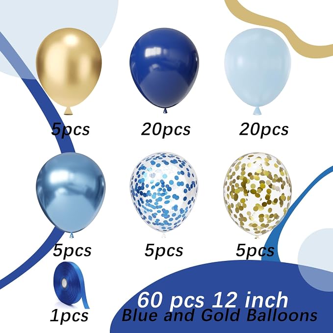 Blue and Gold Balloons, Baby Shower Party Decorations - Image 2