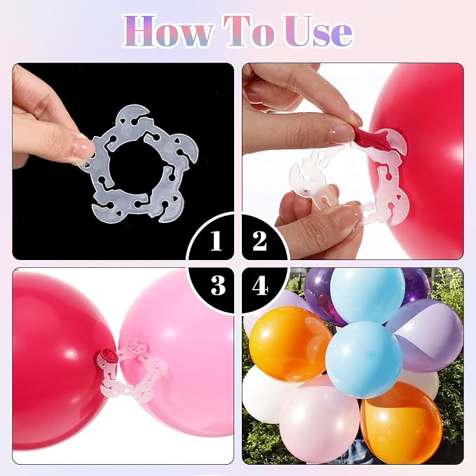 100 PCS Reusable Balloon Clips, Plastic Balloon Arch Connectors | Clear Balloon - Image 3