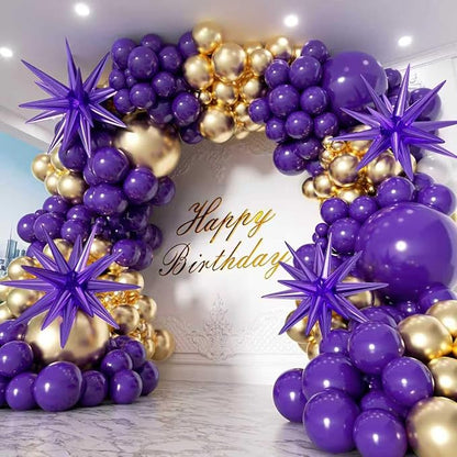 Purple and Gold Balloon Arch Garland Kit 153pcs by PTGOLUO
