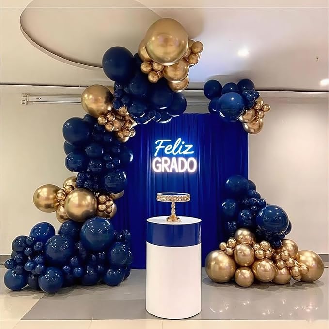 Blue and Gold Balloon Arch Kit, ADOINBY 144Pcs Navy Blue Metallic Gold Latex - Image 3
