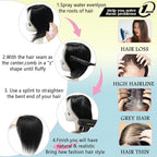 Hair Toppers for Women Real Human Hair, 360° 3D Toppers Hairpieces for Women with Thinning Crown Wispy Clip in Bangs 12 Inch Upgrade Big Base (Dark Brown, 12 Inch Wispy Bangs)