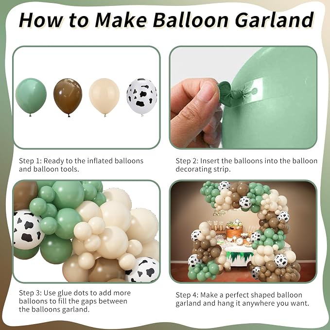 Green and Brown Balloon Arch Garland Kit, Cow Print Balloon Arch Kit Western - Image 7
