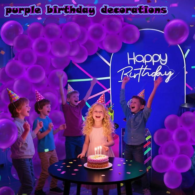 100 Pcs UV Neon Purple Balloons 12 inch Neon Party Supplies, Glow in the Dark - Image 7