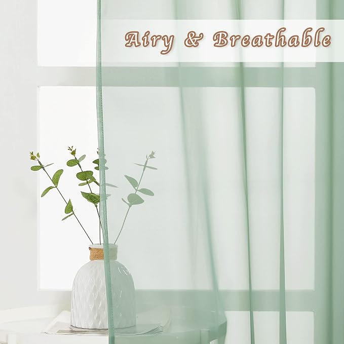 NICETOWN Sheer Curtains for Bedroom Windows, Grommet Top Voile Sheer Country - Image 4