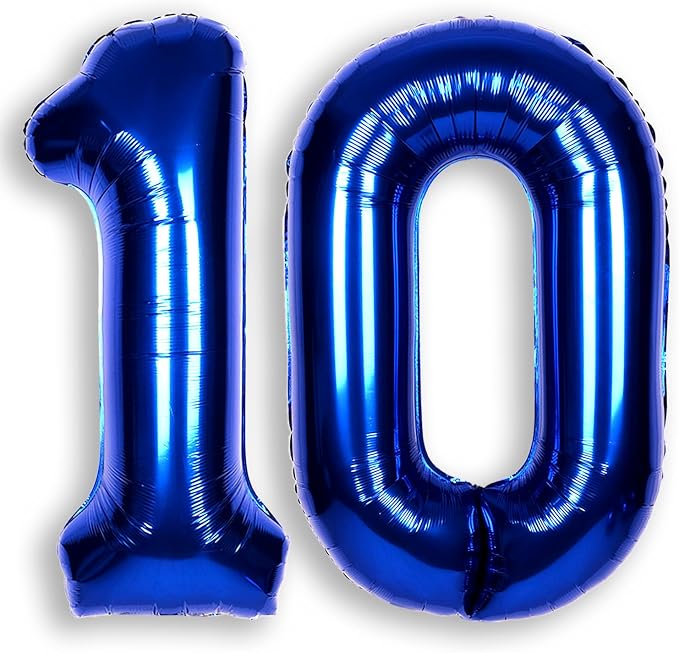 40 Inch Navy Blue Big Number 10 Balloon 0-9 Large Helium | Royal Blue Balloons by SULALABOO
