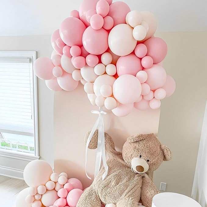 Voircoloria 110pcs Light Pink Pastel Pink Latex Party Balloons, 12inch | - Image 8