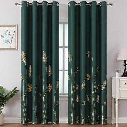 Green Blackout Curtains for Living Room 96 Inches Long, Room Darkening Energy by ESTELARTEXTILER