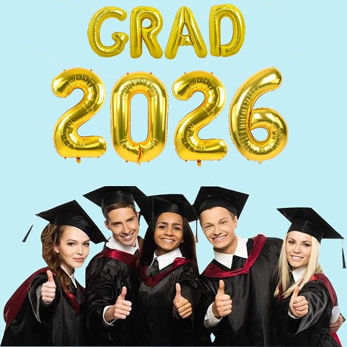 TONIFUL Graduation Balloons 16 Inch Gold Grad Balloons 40 Inch Gold Large - Image 4