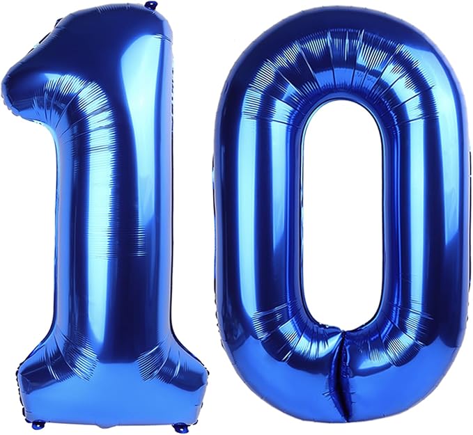 10 Balloon Numbers 40Inch for 10th Year Old Birthday Decorations, Dark Blue | by Mluchee