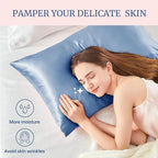 BEDELITE Satin Pillowcase for Hair and Skin, Super Soft Similar to Silk Pillow Cases 4 Pack with Envelope Closure, Cooling Pillowcases for Women Men (20"x26" Standard Size, Airy Blue)