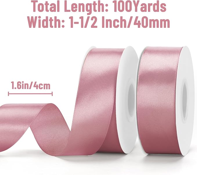 KINGLAKE Dusty Pink Satin Ribbon - Image 2