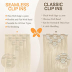 DOORES Hair Extensions Real Human Hair, Platinum Blonde 12 Inch 7pcs 80g, Seamless Clip in Extensions Remy Straight Hair Extensions Clip Invisi Edge Weft