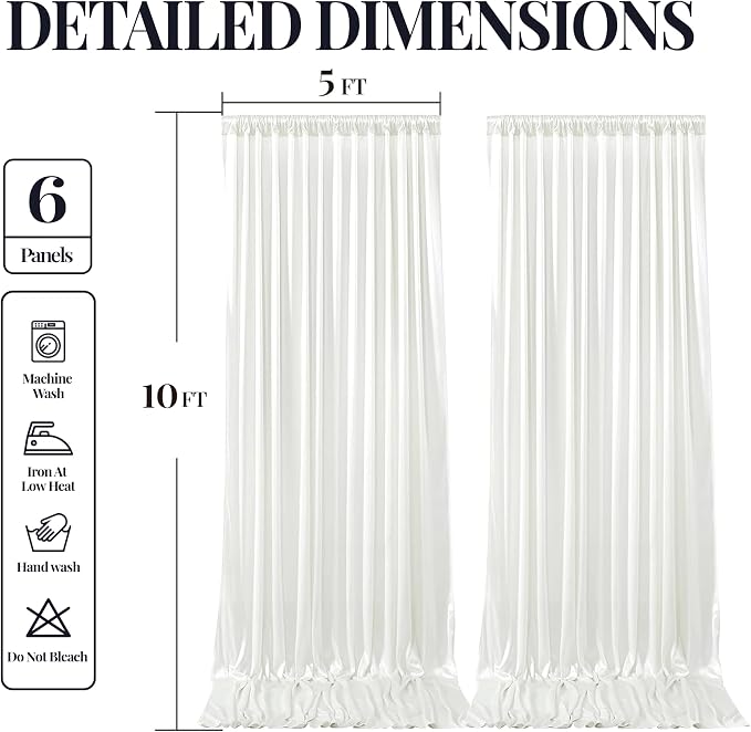 30x10ft Ivory Glitter Backdrop Curtain - Image 9