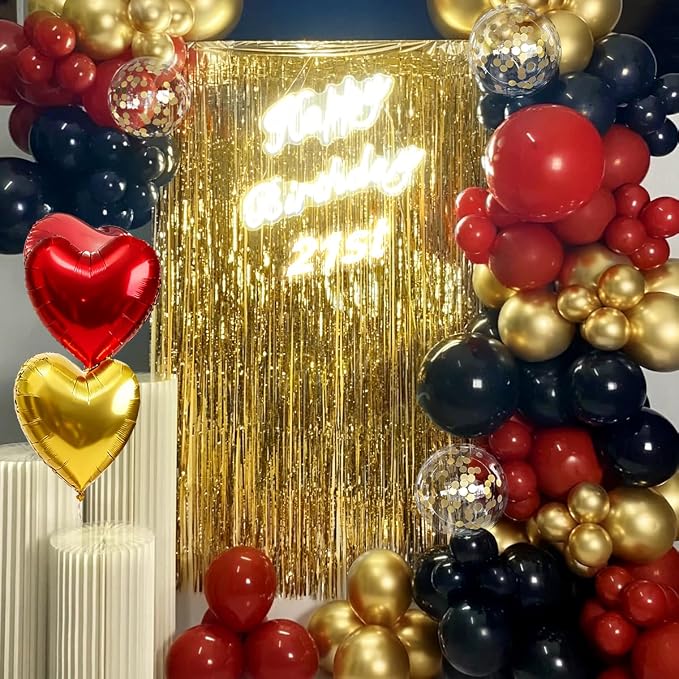 Red Black Gold Balloons Garland Arch Kit - Image 5