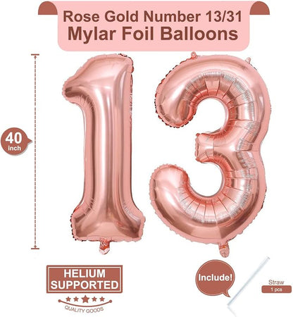 40 Inch Rose Gold 13 Number Balloons Giant Jumbo Huge 13 or 31 Foil Mylar - Image 2