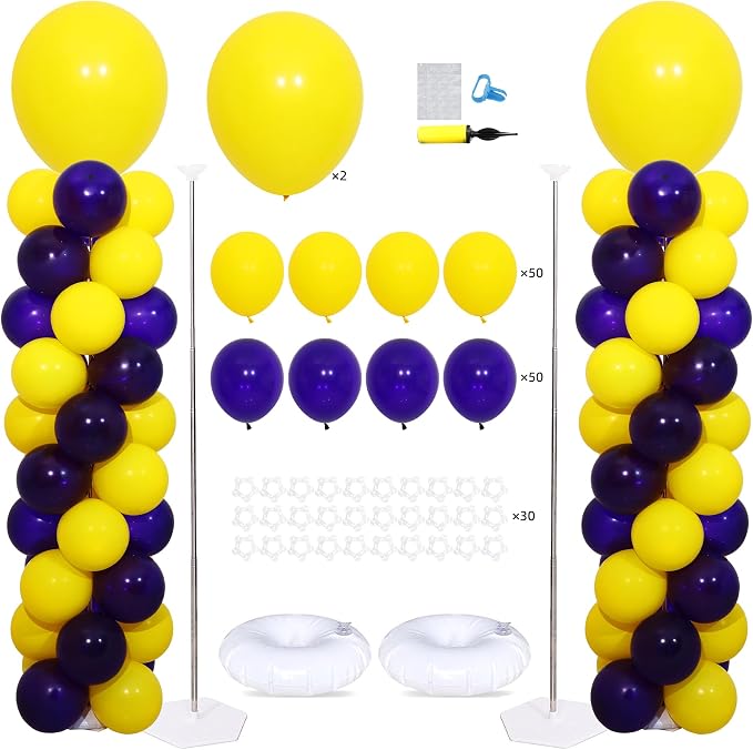 2 Sets Purple Yellow Balloon Column Kit by KINNOGOLDLEAF
