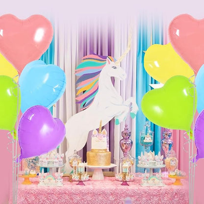 TONIFUL 30 Pcs 18 Inch Pastel Colorful Heart Shape Foil Mylar Balloons | - Image 4