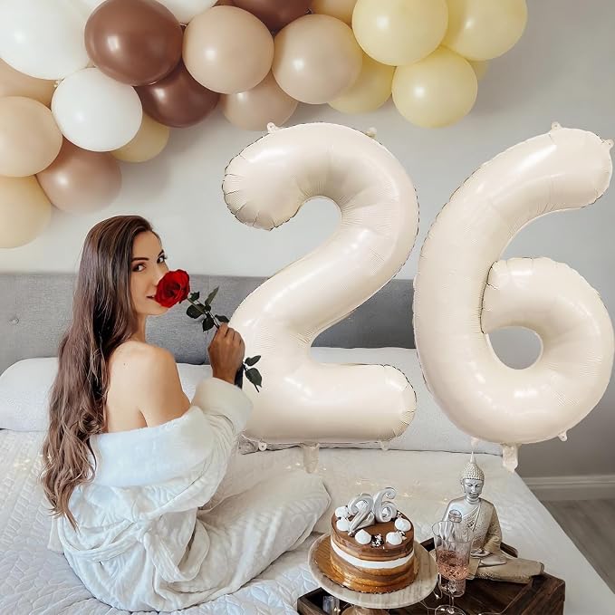 Cream Number 6 Balloon 40 Inch Beige Nude Number 6 Balloon - Image 4