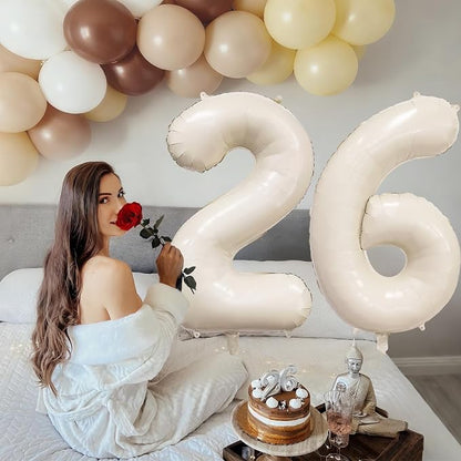 Cream Number 6 Balloon 40 Inch Beige Nude Number 6 Balloon - Image 4