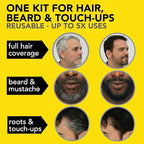 CLEVERMAN Jet Black Hair & Beard Dye for Men, All-in-One Reusable Kit - Permanent, Ammonia-Free, Professional-Quality and Natural-Looking Gray Coverage for Hair, Beard & Mustache