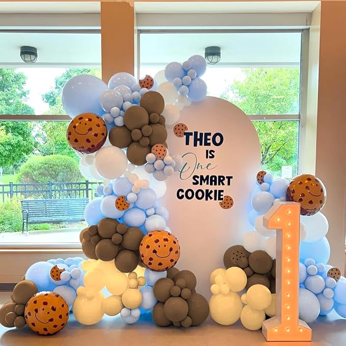 Dusty Blue Brown and White Balloon Arch Kit - Image 7