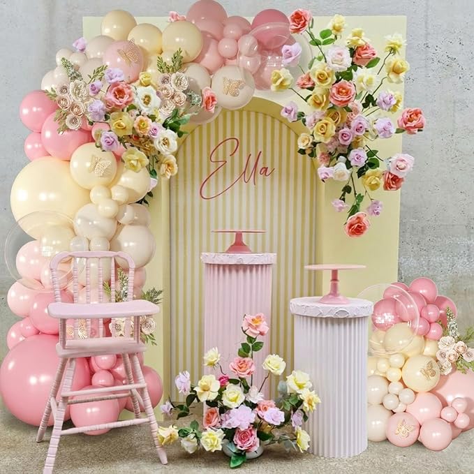 Pink and Yellow Balloon Arch Kit Pastel Yellow Balloons | 126Pcs Light Pink - Image 5