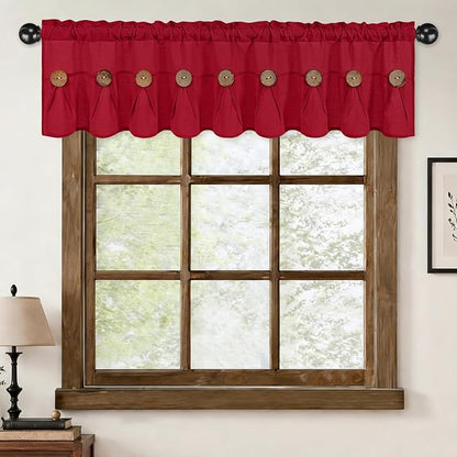 Farmhouse Valance Curtains, Boho Cotton Linen Kitchen Valance, Rod Pocket - Image 6