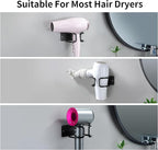 YIGII Universal Hair Dryer Holder Wall Mounted, Self Adhesive Blow Dryer Hanger Compatible with Most Hair Dryers, Stainless Steel Hairdryer Holder Rack for Bathroom Cabinet (Black)