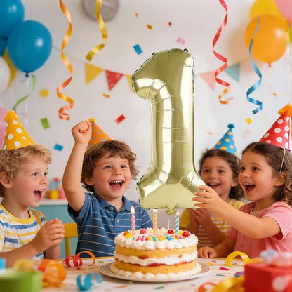 40 Inch Number 1 Balloons for 1st Birthday Party Decorations, 0-100 Champagne - Image 2