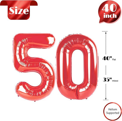Red Number 50 Balloon 40 Inch - Image 5