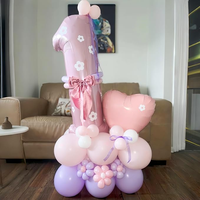 40 Inch Pastel Pink Foil Balloon Number 4, Large Self Inflating Light Pink - Image 4