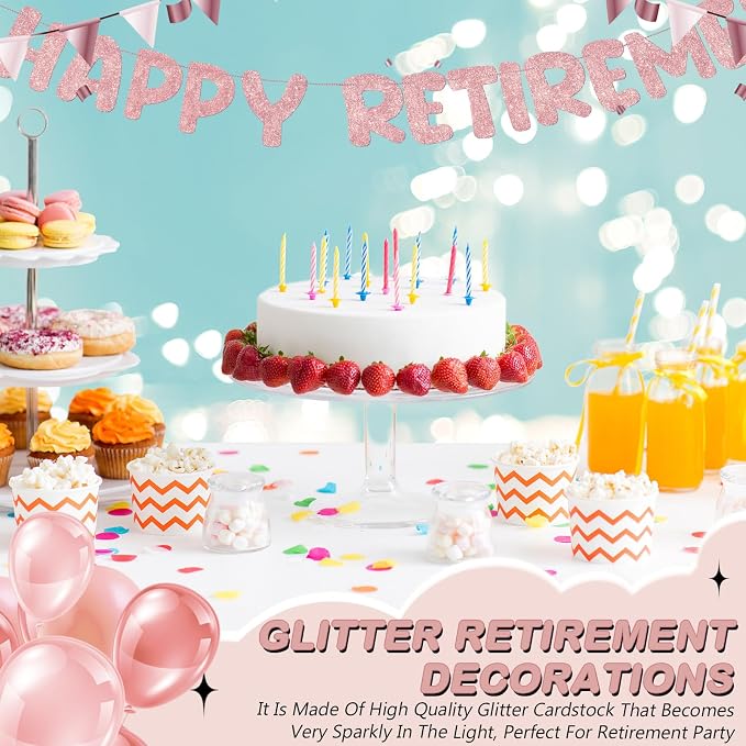 Fulmoon Pre Strung Happy Retirement Banner Glitter Retirement Sign Funny - Image 6